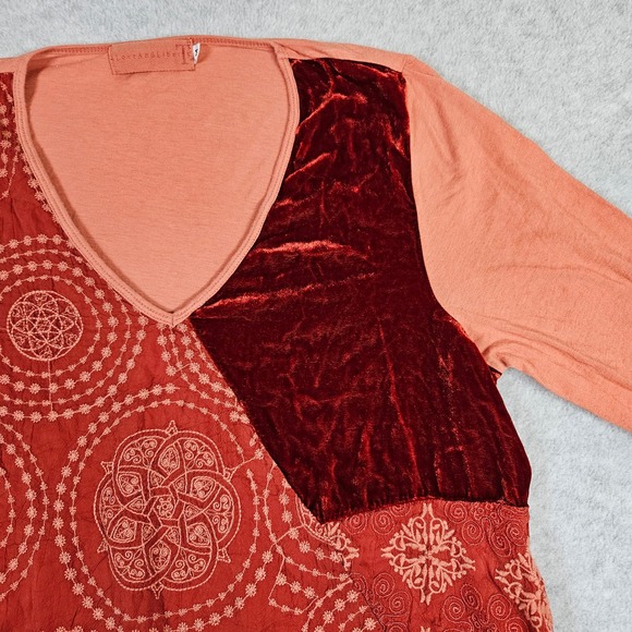 4Love & Liberty Johnny Was Patchwork Lagenlook Asymmetrical Long Sleeve Top Sz M - Picture 3 of 9